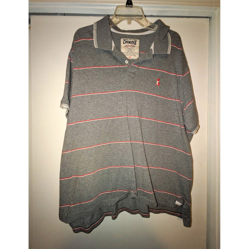 Cremieux Men's 2XL Regular Gray Striped Short Sleeve Polo Shirt Cotton